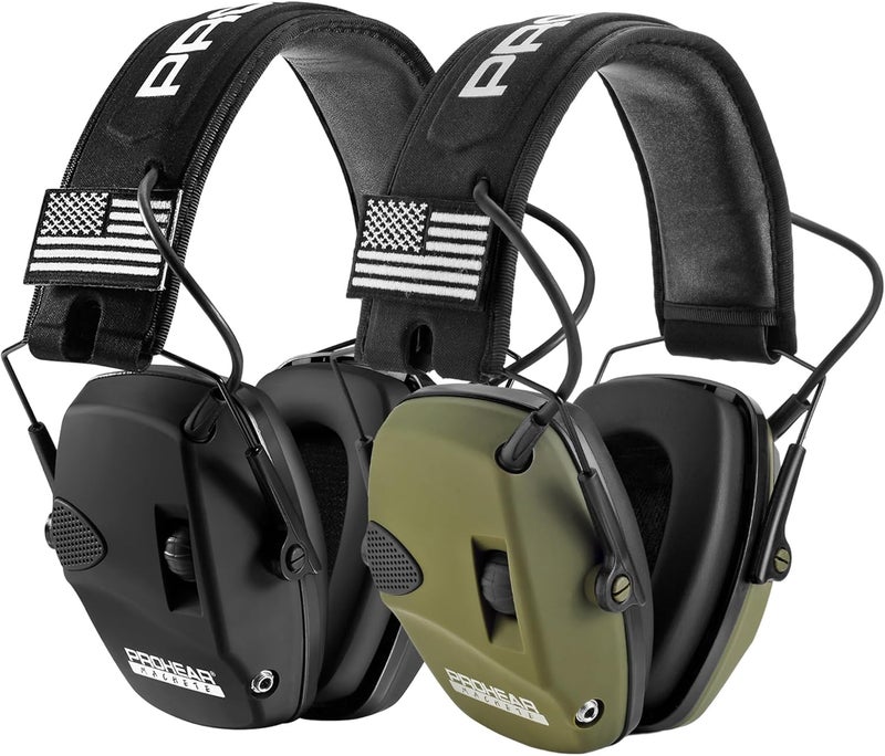 PROHEAR 2 Pack Electronic Ear Protections for Shooting with 4X Sound Amplification, Gun Range Hearing Protection Muffs, NRR 23dB Noise Reduction Headphones for Hunting, Black and Green - Image 1